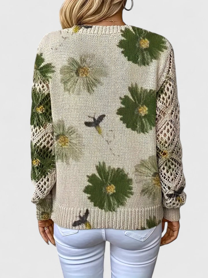 Wysława | Elegancki sweter z kwiatami