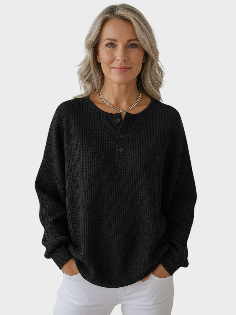 Helle | Sweter z dzianiny waflowej