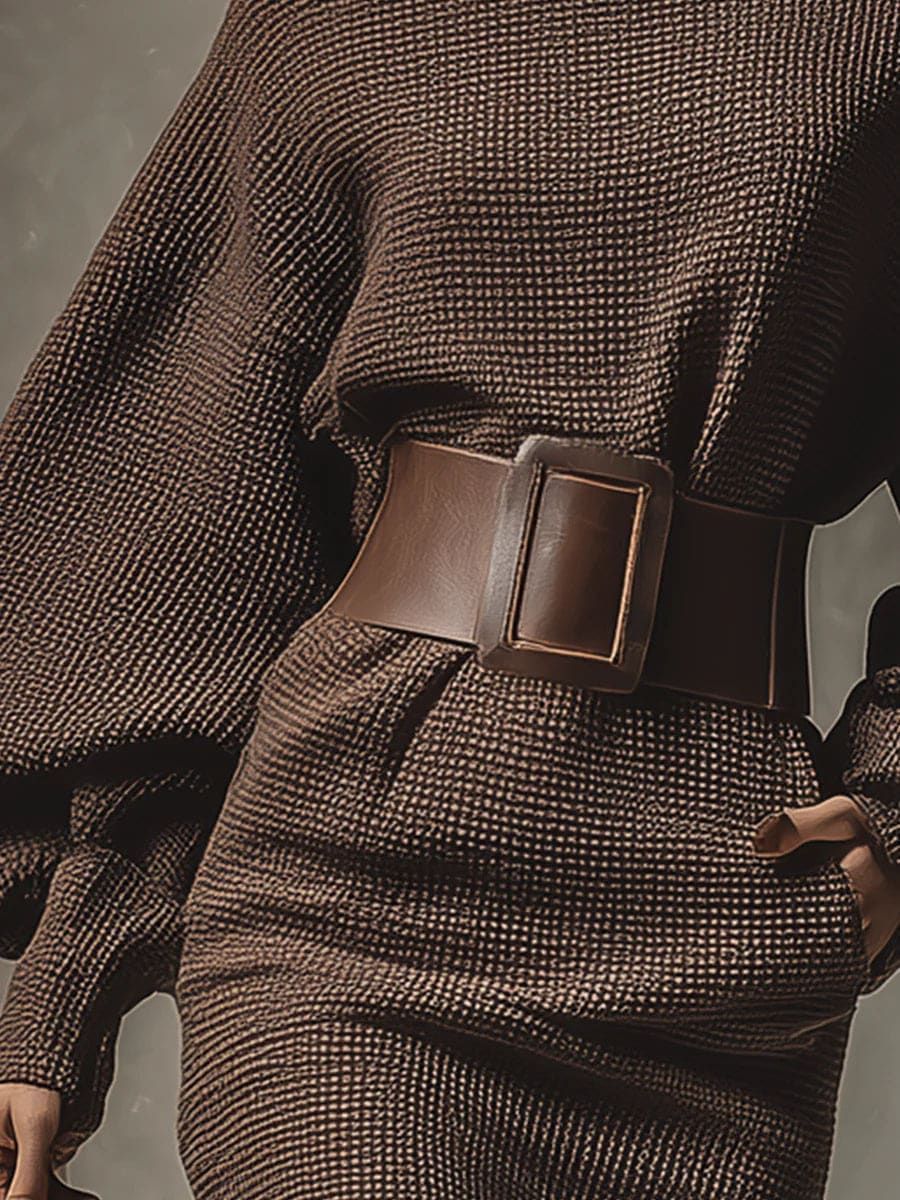 CLÉA | Krótka dzianinowa sukienka z usztywnianym paskiem