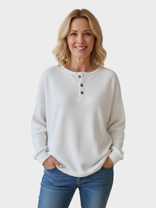 Helle | Sweter z dzianiny waflowej